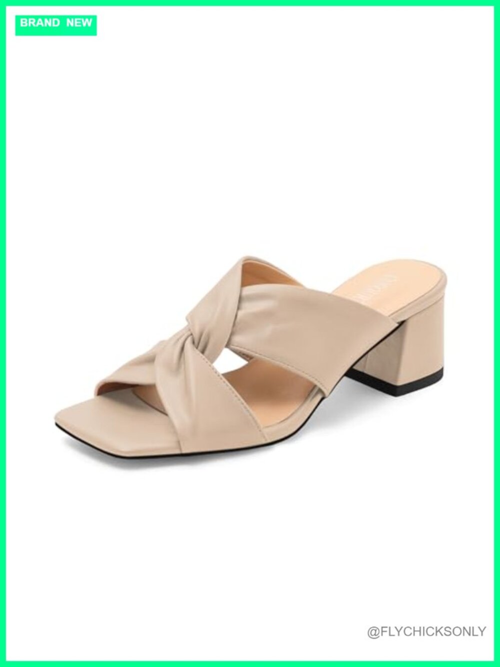 Square Toe Block Heel Mule Sandals Slip On Low Heel Memory Foam Women